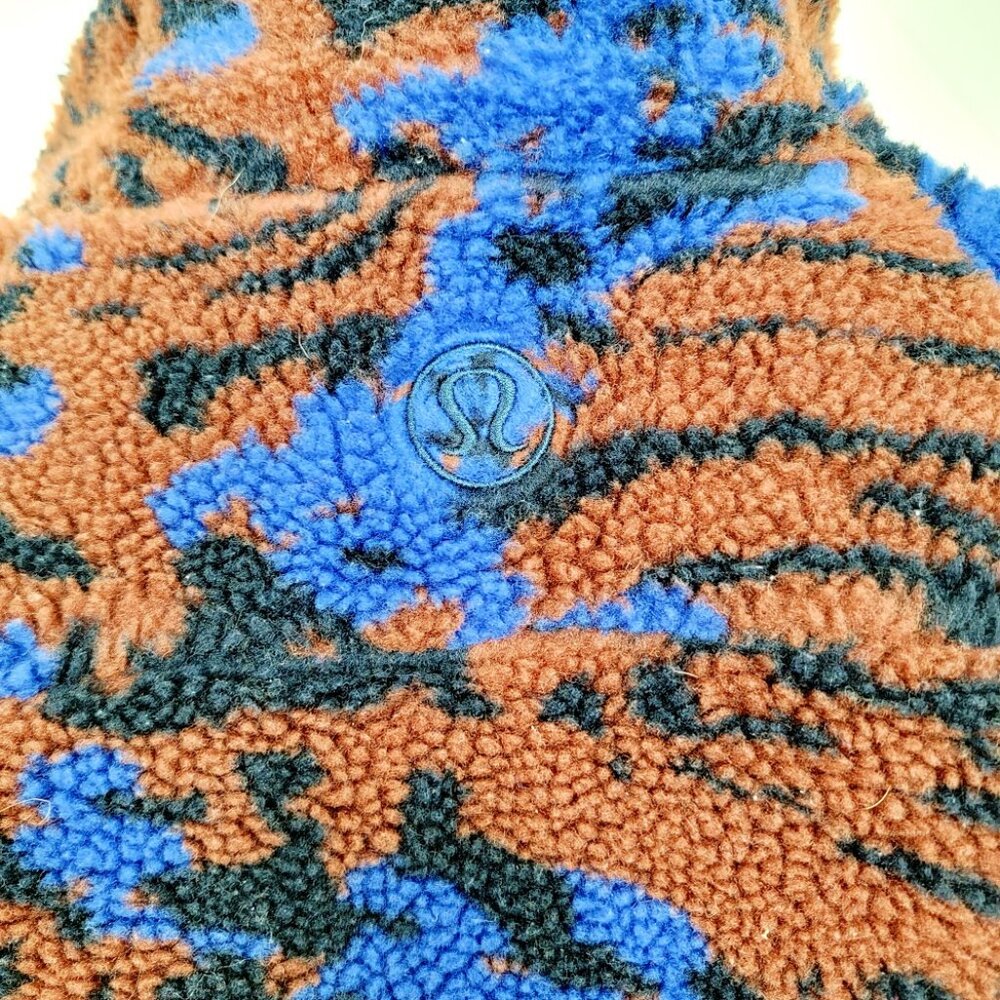Lululemon Women Camo Jacquard Scuba Oversized Fleece Funnel Neck Pullover M/L - Picture 7 of 9